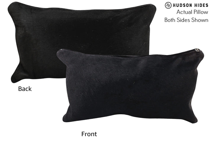 Solid Black 12"x22" Brazilian Cowhide Pillow #72740 by Hudson Hides