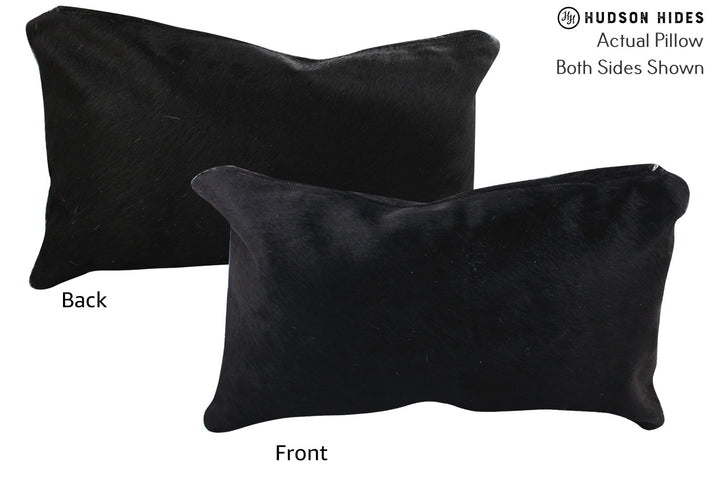 Solid Black 12"x22" Brazilian Cowhide Pillow #72746 by Hudson Hides