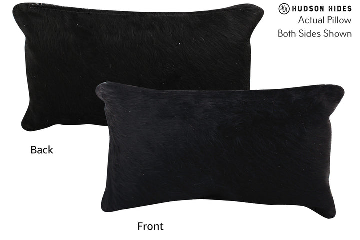 Solid Black 12"x22" Brazilian Cowhide Pillow #72747 by Hudson Hides