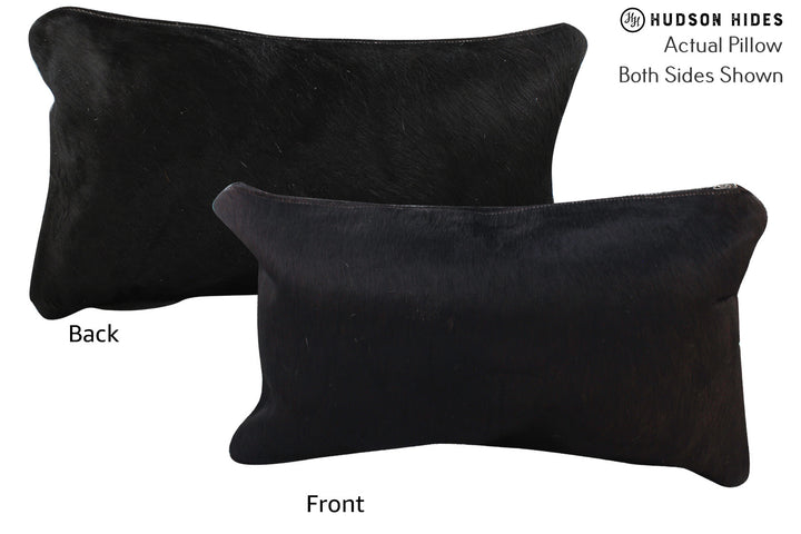 Solid Black 12"x22" Brazilian Cowhide Pillow #72752 by Hudson Hides