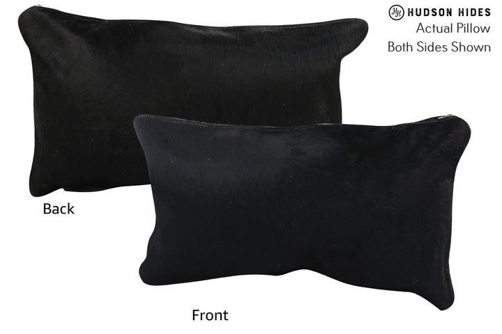Solid Black 12"x22" Brazilian Cowhide Pillow #72753 by Hudson Hides