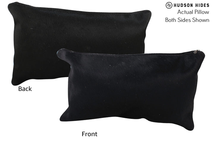 Solid Black 12"x22" Brazilian Cowhide Pillow #72756 by Hudson Hides