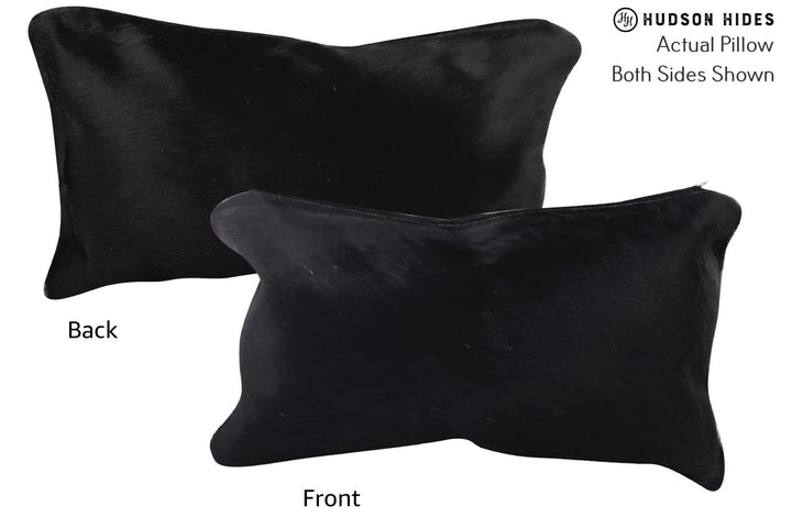 Solid Black 12"x22" Brazilian Cowhide Pillow #72758 by Hudson Hides