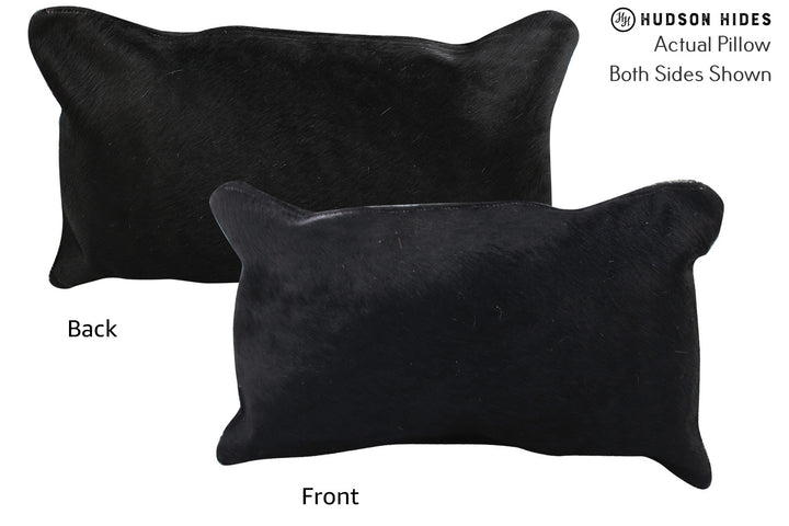 Solid Black 12"x22" Brazilian Cowhide Pillow #72760 by Hudson Hides