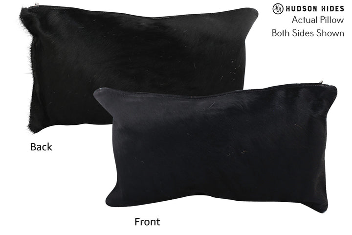 Solid Black 12"x22" Brazilian Cowhide Pillow #72761 by Hudson Hides