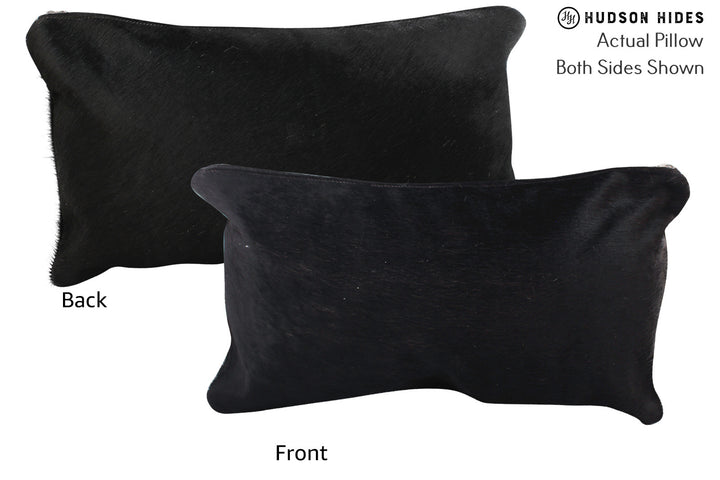 Solid Black 12"x22" Brazilian Cowhide Pillow #72771 by Hudson Hides