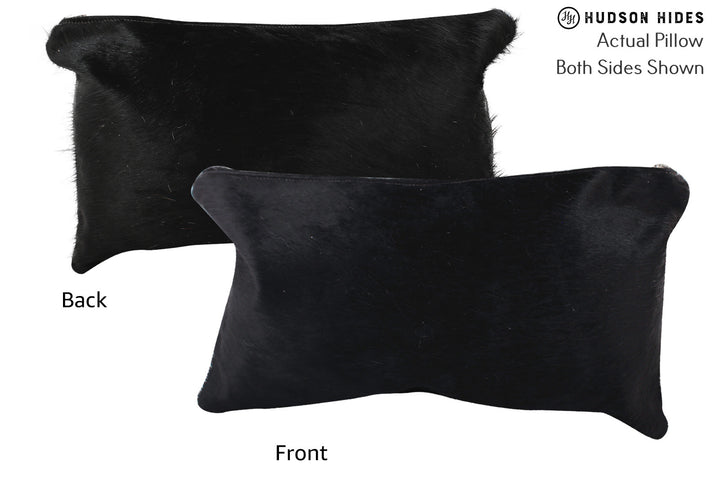 Solid Black 12"x22" Brazilian Cowhide Pillow #72772 by Hudson Hides