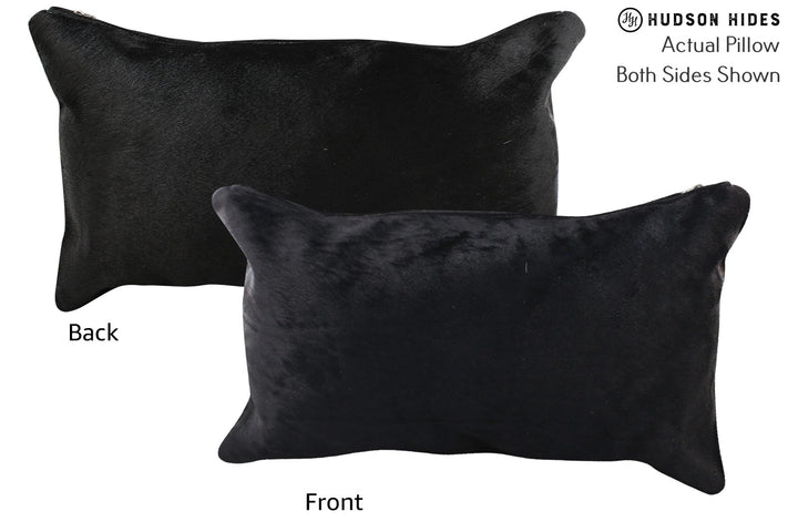 Solid Black 12"x22" Brazilian Cowhide Pillow #72784 by Hudson Hides