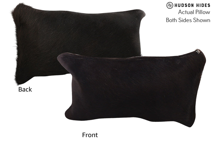 Solid Black 12"x22" Brazilian Cowhide Pillow #72786 by Hudson Hides