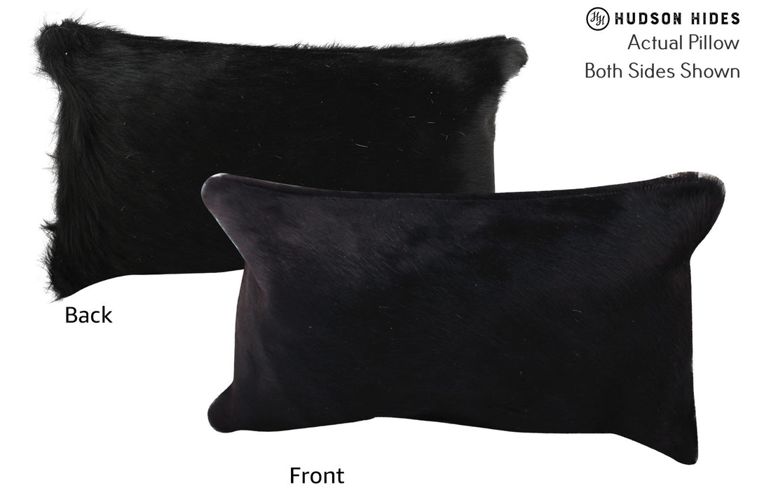 Solid Black Pillow 12"x22"#72801 by Hudson Hides