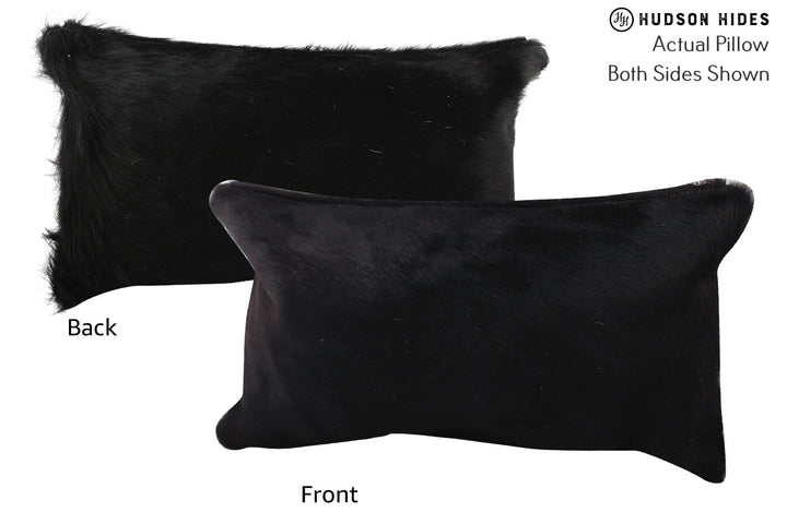 Solid Black 12"x22" Brazilian Cowhide Pillow #72801 by Hudson Hides