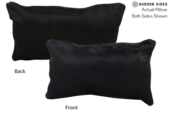 Solid Black 12"x22" Brazilian Cowhide Pillow #72802 by Hudson Hides