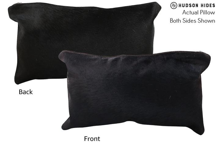 Solid Black 12"x22" Brazilian Cowhide Pillow #72803 by Hudson Hides