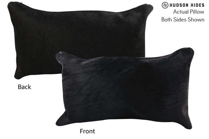 Solid Black 12"x22" Brazilian Cowhide Pillow #72804 by Hudson Hides