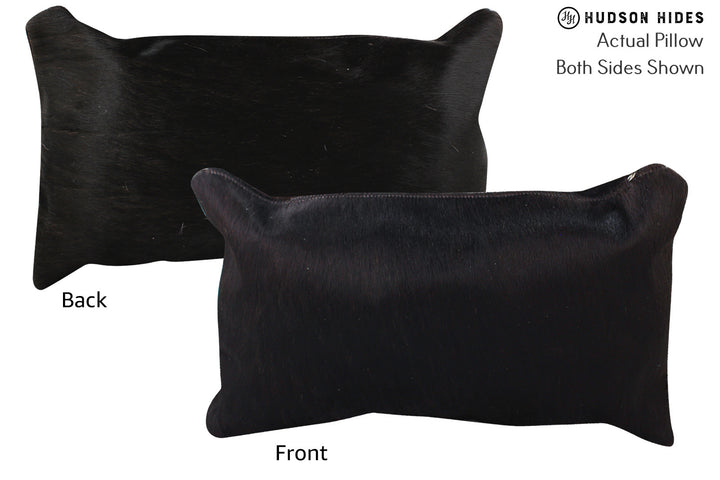 Solid Black 12"x22" Brazilian Cowhide Pillow #72811 by Hudson Hides