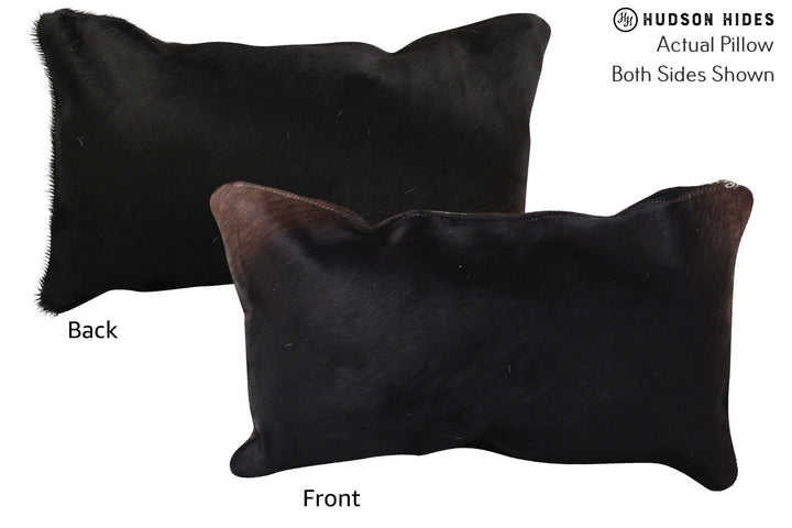 Solid Black 12"x22" Brazilian Cowhide Pillow #72820 by Hudson Hides