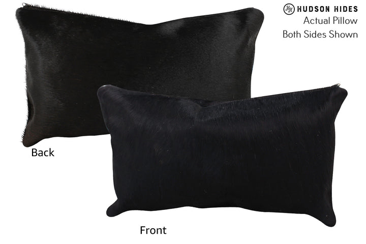 Solid Black 12"x22" Brazilian Cowhide Pillow #72822 by Hudson Hides