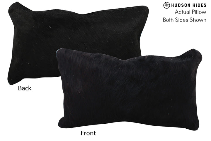 Solid Black 12"x22" Brazilian Cowhide Pillow #72841 by Hudson Hides