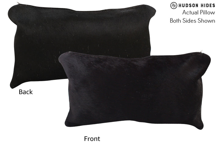 Solid Black 12"x22" Brazilian Cowhide Pillow #72842 by Hudson Hides