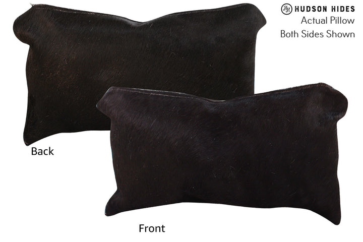 Solid Black 12"x22" Brazilian Cowhide Pillow #72843 by Hudson Hides