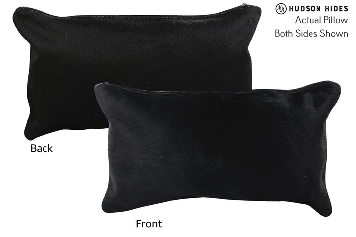 Solid Black 12"x22" Brazilian Cowhide Pillow #72996 by Hudson Hides