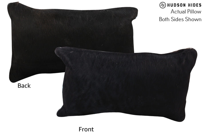Solid Black 12"x22" Brazilian Cowhide Pillow #72998 by Hudson Hides