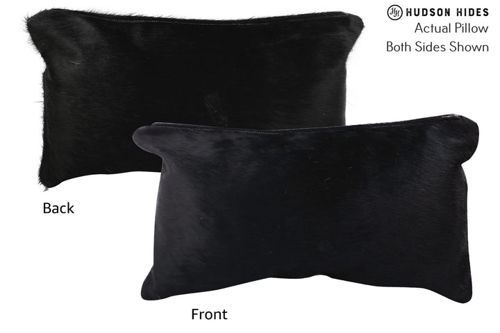 Solid Black 12"x22" Brazilian Cowhide Pillow #72999 by Hudson Hides