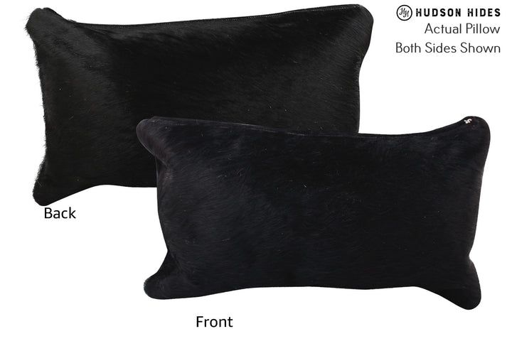 Solid Black 12"x22" Brazilian Cowhide Pillow #73002 by Hudson Hides