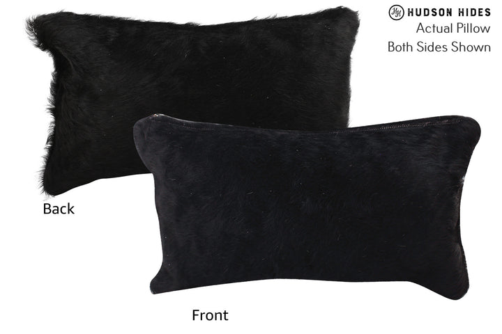 Solid Black 12"x22" Brazilian Cowhide Pillow #73003 by Hudson Hides