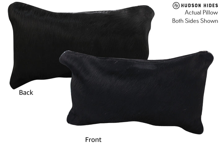 Solid Black 12"x22" Brazilian Cowhide Pillow #73005 by Hudson Hides
