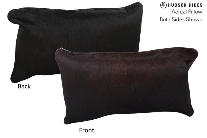 Solid Black 12"x22" Brazilian Cowhide Pillow #73007 by Hudson Hides