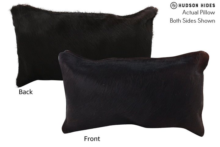 Solid Black 12"x22" Brazilian Cowhide Pillow #73008 by Hudson Hides
