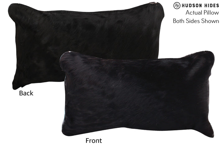 Solid Black 12"x22" Brazilian Cowhide Pillow #73013 by Hudson Hides
