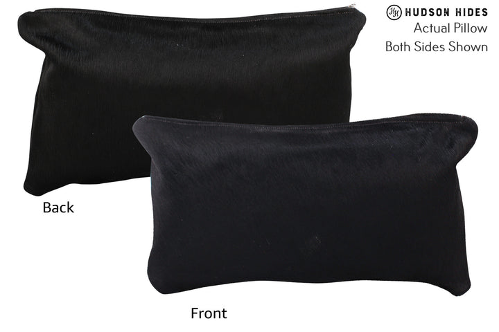 Solid Black 12"x22" Brazilian Cowhide Pillow #73015 by Hudson Hides