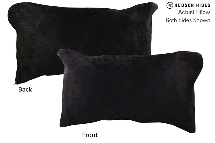 Solid Black 12"x22" Brazilian Cowhide Pillow #73017 by Hudson Hides