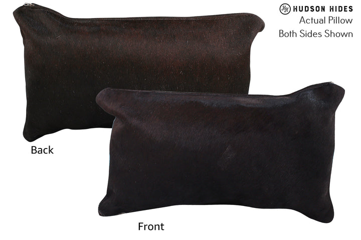 Solid Black 12"x22" Brazilian Cowhide Pillow #73019 by Hudson Hides