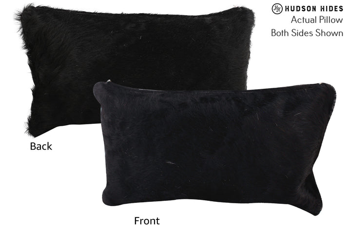 Solid Black 12"x22" Brazilian Cowhide Pillow #73028 by Hudson Hides