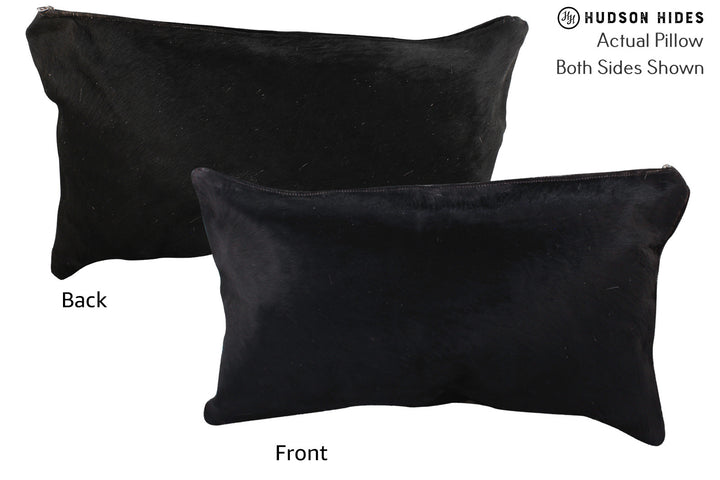Solid Black 12"x22" Brazilian Cowhide Pillow #73030 by Hudson Hides
