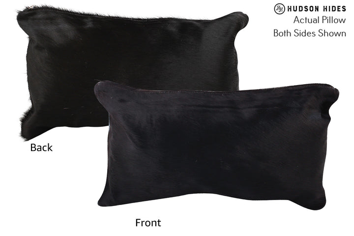 Solid Black 12"x22" Brazilian Cowhide Pillow #73032 by Hudson Hides