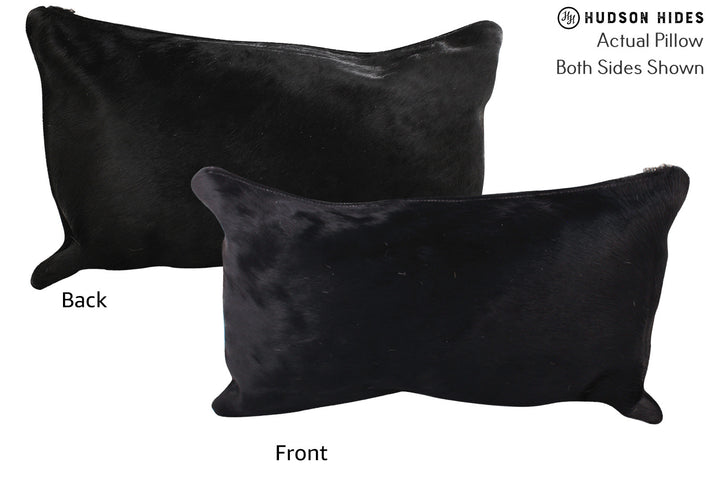 Solid Black 12"x22" Brazilian Cowhide Pillow #73039 by Hudson Hides