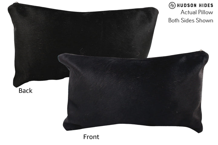 Solid Black 12"x22" Brazilian Cowhide Pillow #73045 by Hudson Hides