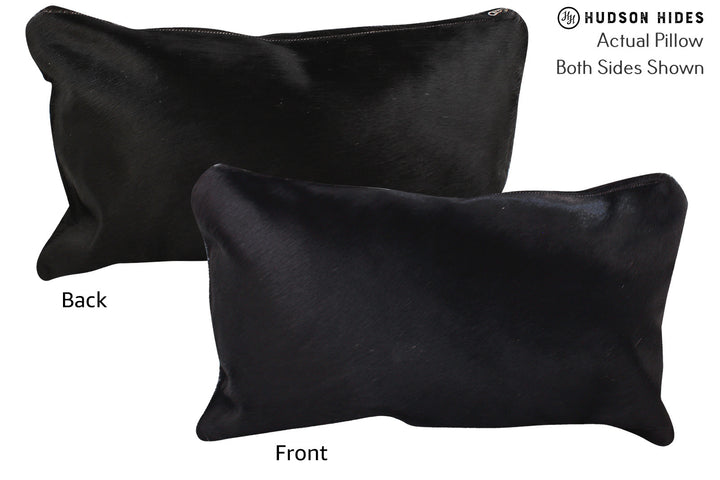 Solid Black 12"x22" Brazilian Cowhide Pillow #73083 by Hudson Hides