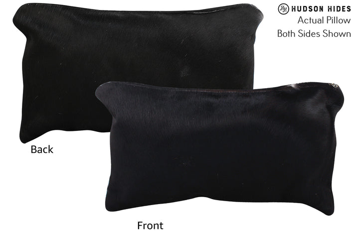 Solid Black 12"x22" Brazilian Cowhide Pillow #73086 by Hudson Hides