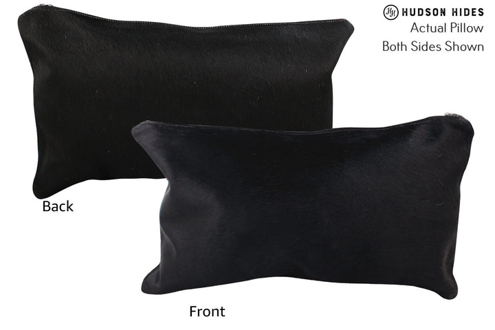 Solid Black 12"x22" Brazilian Cowhide Pillow #73090 by Hudson Hides