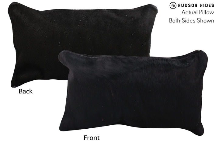 Solid Black 12"x22" Brazilian Cowhide Pillow #73093 by Hudson Hides