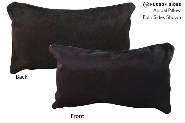 Solid Black 12"x22" Brazilian Cowhide Pillow #73095 by Hudson Hides