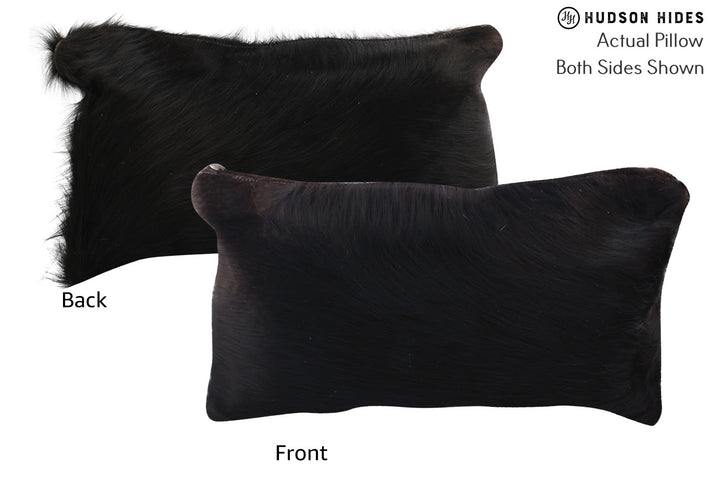 Solid Black 12"x22" Brazilian Cowhide Pillow #73101 by Hudson Hides