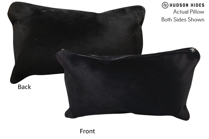 Solid Black 12"x22" Brazilian Cowhide Pillow #73103 by Hudson Hides
