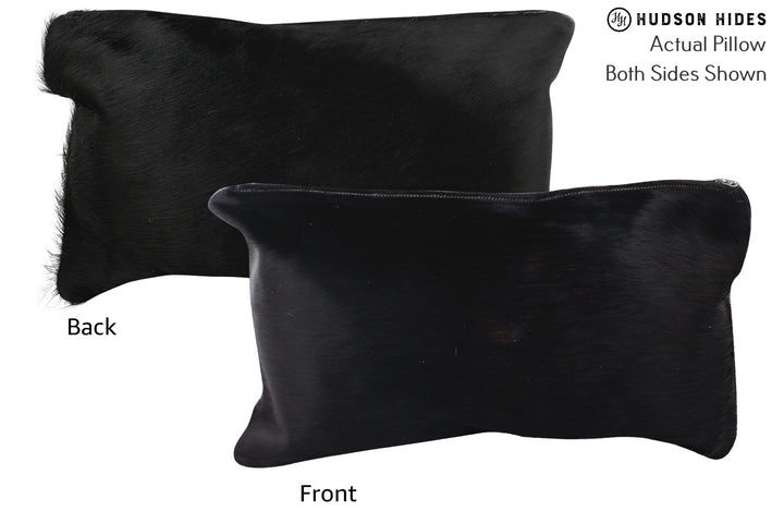 Solid Black 12"x22" Brazilian Cowhide Pillow #73105 by Hudson Hides