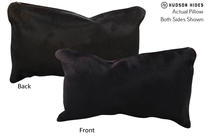 Solid Black 12"x22" Brazilian Cowhide Pillow #73107 by Hudson Hides